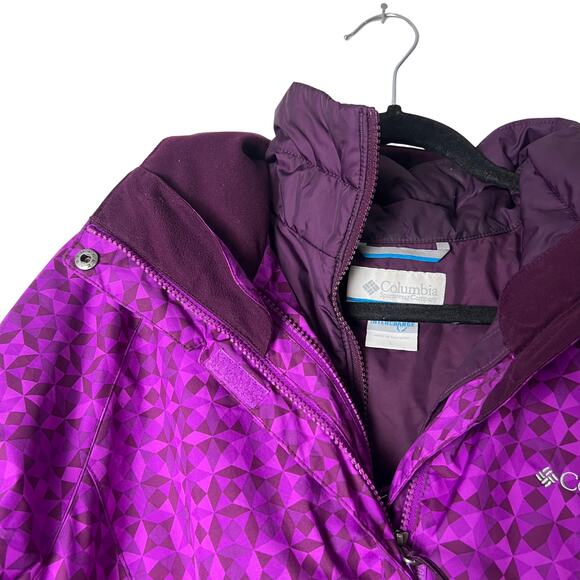 Columbia Cabin Chills Interchange Jacket Plum Purple Geometric Print Women L - Picture 4 of 6